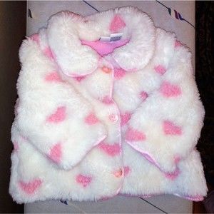 Baby UR It White Coat with Pink Hearts Size 18M